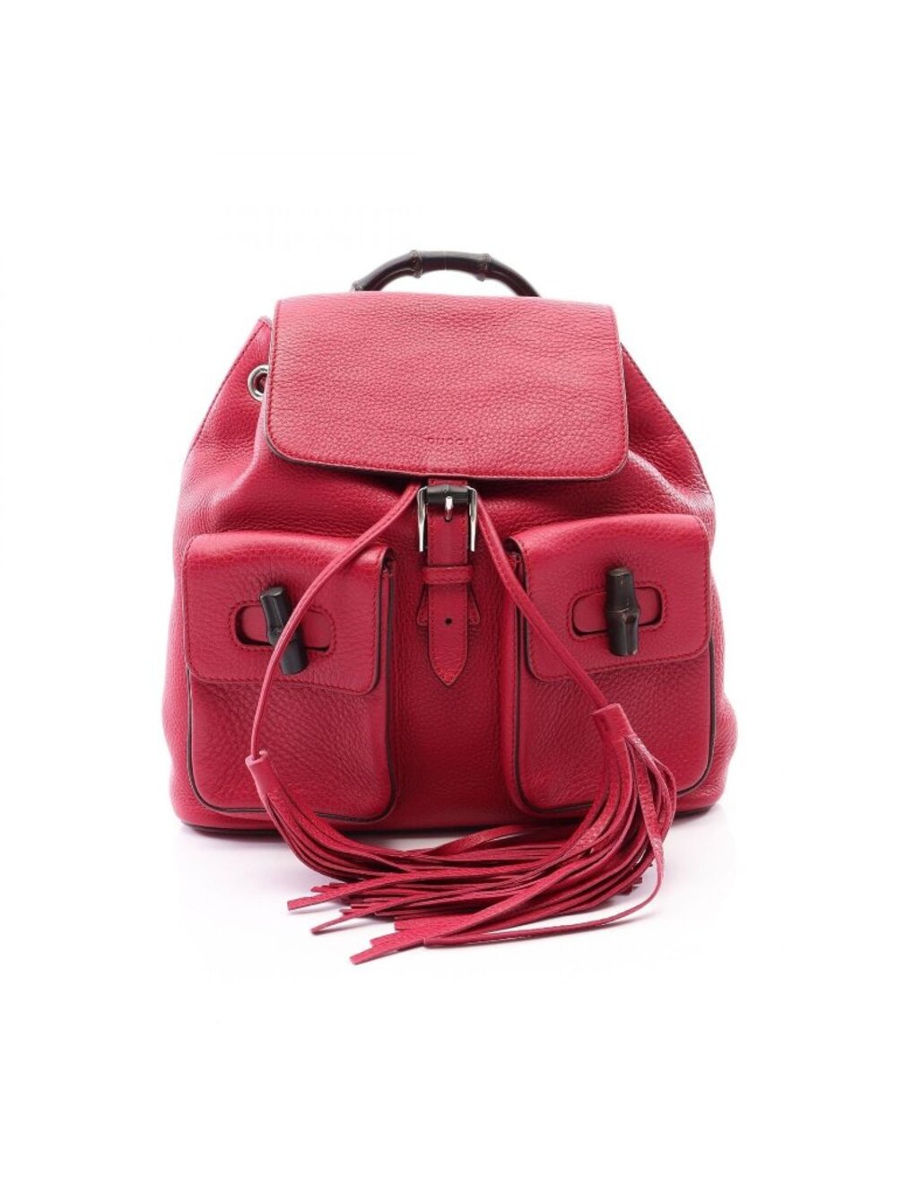 Gucci Backpack Bamboo Tassel Magenta Leather